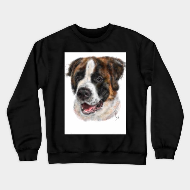 Smiling Happy St Bernard Dog Crewneck Sweatshirt by LITDigitalArt